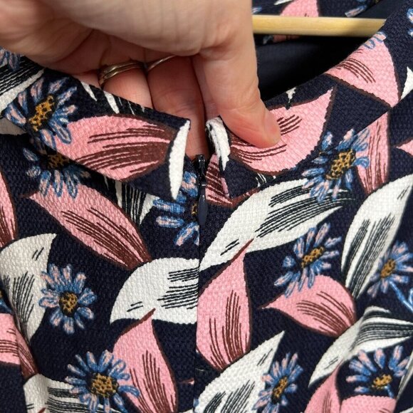 Boden Martha Sheath Dress Size 6R Blue Retro Mod Twee Work Career Floral - Picture 6 of 8